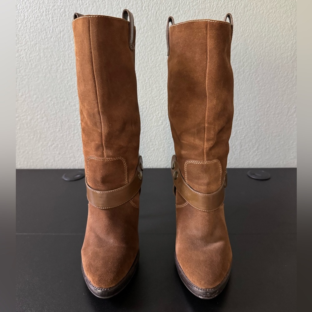 BCBG Brown Suede Women's Heeled Boots 9